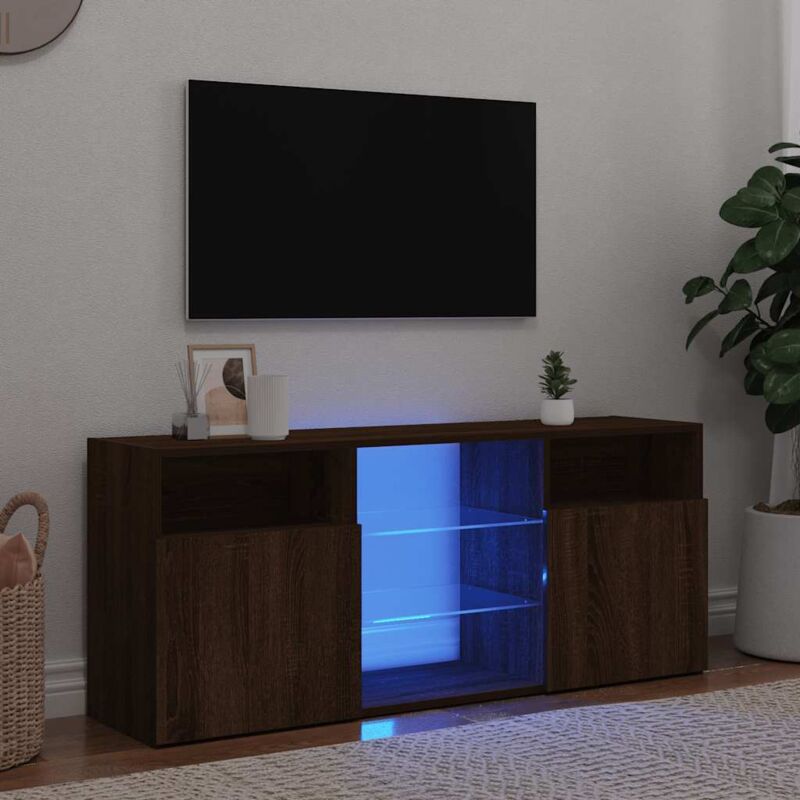 Vidaxl - Tv-schrank Mit Led-leuchten Braun Eichen-optik 120x30x50 Cm