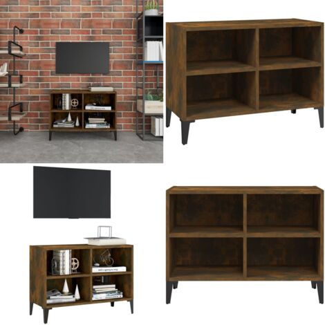 TV-Schrank mit Metallbeinen Räuchereiche 69,5x30x50 cm - Holzschrank - Metallbeine