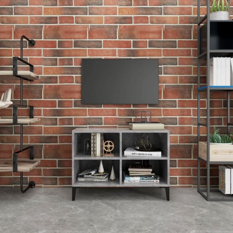 Vidaxl - Tv-schrank Mit Metallbeinen Betongrau 69, 5x30x50 Cm