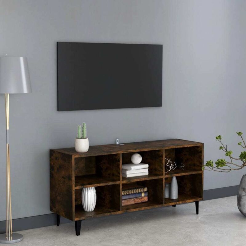 Vidaxl - Tv-schrank Mit Metallbeinen Räuchereiche 103, 5x30x50 Cm