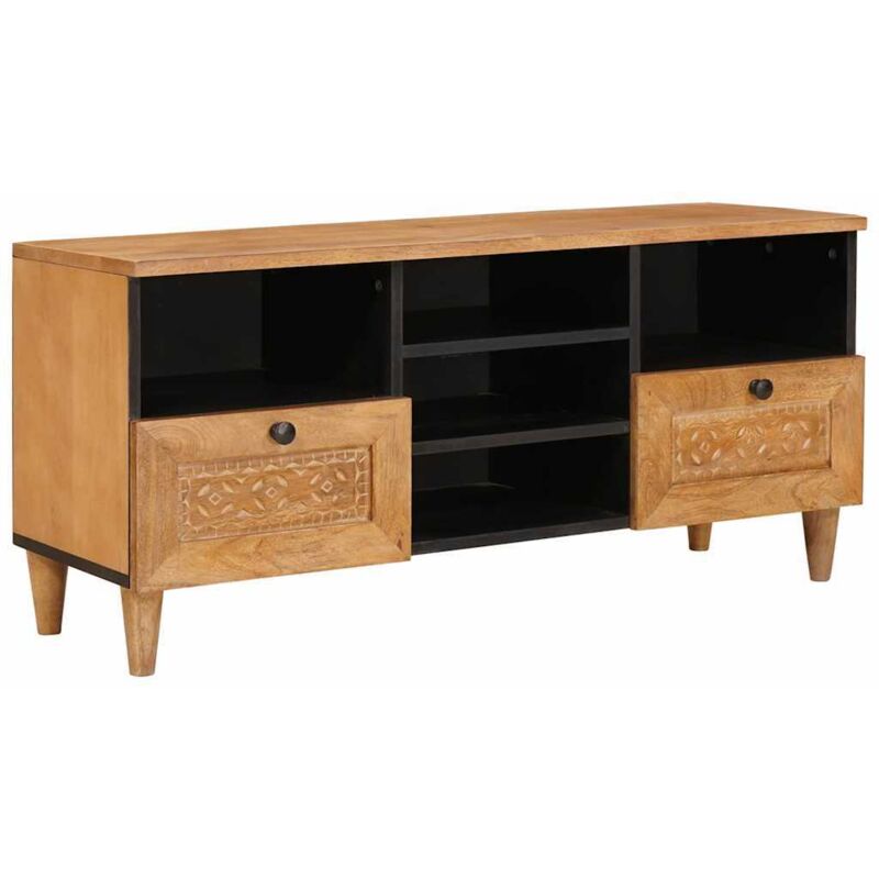 Tv-schränk Hellbraun 100 X 33 X 46 Cm Massives Mangoholz Vidaxl