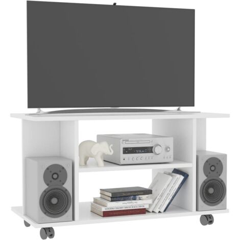 Tv Schrank Mit Rollen Weiss 80 40 40 Cm Spanplatte