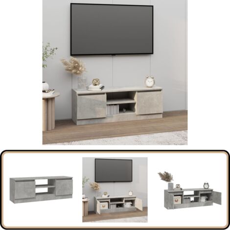 TV-Schrank mit Tür Betongrau 102x30x36 cm - TV Schrank - Holzwerkstoff Möbel - Grauer TV Stand - Wohnzimmerschrank - Regal Mit Türen