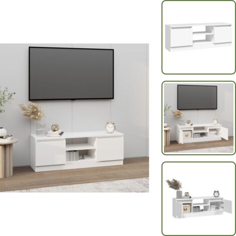 TV-Schrank mit Tür Weiß 102x30x36 cm - TV Schrank - Holzwerkstoff Möbel - Weißer TV Stand - Fernsehtisch - Wohnzimmerschrank