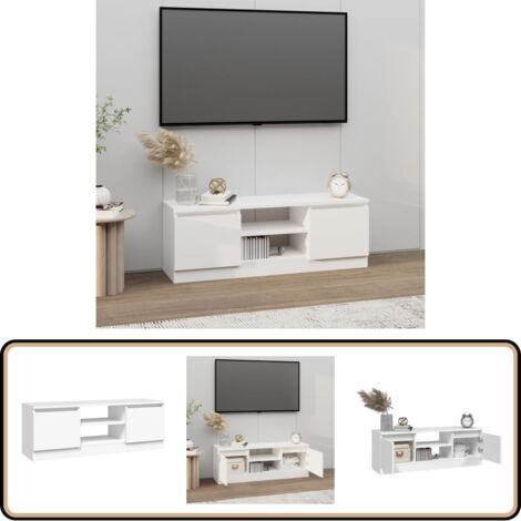 TV-Schrank mit Tür Weiß 102x30x36 cm - TV Schrank - Holzwerkstoff Möbel - Weißer TV Stand - Fernsehtisch - Wohnzimmerschrank