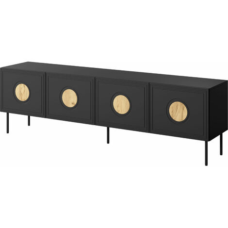 TV Schrank PALACE 200 cm 4D schwarz matt / craft eiche