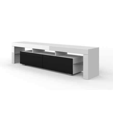 TV-Schrank PANAMA 190 cm Weiß Matt / Schwarz Hochglanz