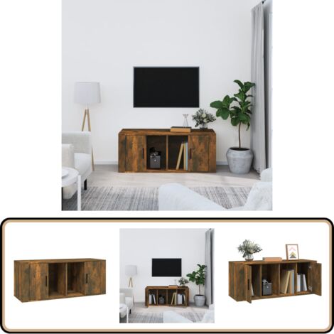 TV-Schrank Räuchereiche 100x35x40 cm Holzwerkstoff - TV-Schrank - Holzmöbel - Fernsehtisch - Medienregal - Wohnzimmermöbel