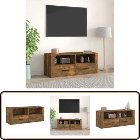 TV-Schrank Räuchereiche 100x35x40 cm Holzwerkstoff - TV Schrank - Holzmöbel - Wohnzimmerschränke - Media Möbel - Regal