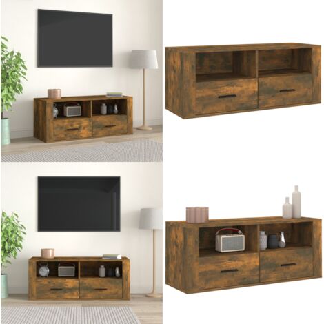 TV-Schrank Räuchereiche 100x35x40 cm Holzwerkstoff - TV Schrank - Holzmöbel - Wohnzimmerschränke - Media Möbel - Regal - Home & Living