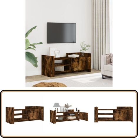 TV-Schrank Räuchereiche 100x35x40 cm Holzwerkstoff - TV Schrank - Holzwerkstoff Möbel - Fernsehtisch - Regal - Wohnzimmer Dekoration