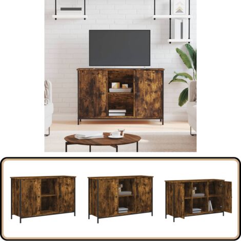 TV-Schrank Räuchereiche 100x35x65 cm Holzwerkstoff - TV Schrank - Holzmöbel - Fernsehtisch - Wohnzimmereinrichtung - Industrielles Design
