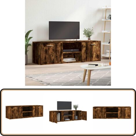 TV-Schrank Räuchereiche 120x34x37 cm Holzwerkstoff - TV Schrank - Holzwerkstoff Möbel - Wohnraum Einrichtung - Fernsehtisch - Regal