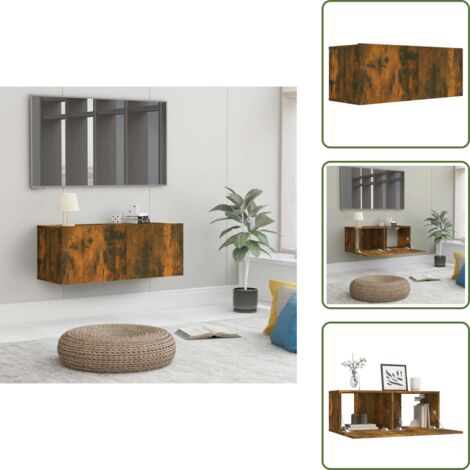 TV-Schrank Räuchereiche 80x30x30 cm Holzwerkstoff - TV Schrank - Holzmöbel - Fernsehtisch - Regal - Wohnzimmer Dekoration