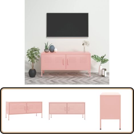 TV-Schrank Rosa 105x35x50 cm Stahl - TV Schrank - Rosa - Metallregal - Fernsehtisch - Livingroom Dekoration