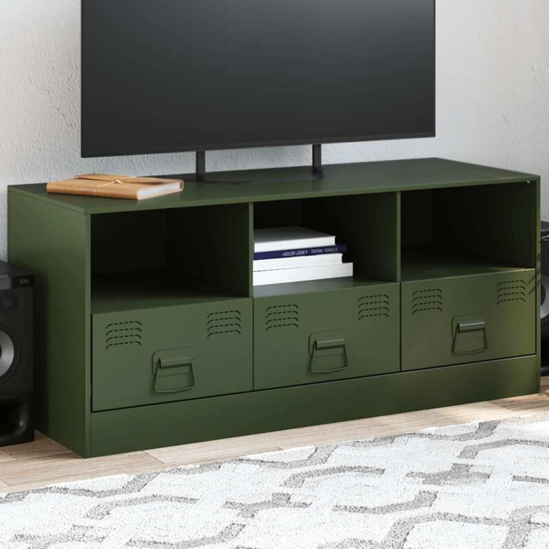 Tv-schrank Olivgrün 99x39x44 Cm Stahl Vidaxl