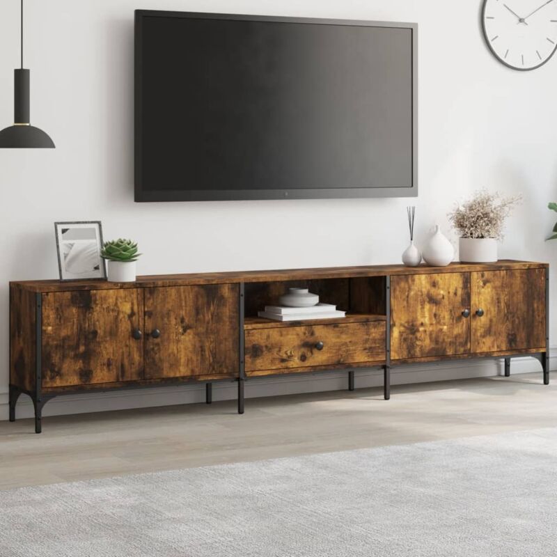 Vidaxl - Tv-schrank Mit Schublade Räuchereiche 200x25x44cm Holzwerkstoff