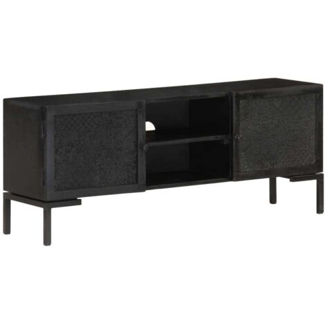 TV-Schrank Schwarz 115x30x46 cm Massivholz Mango vidaXL