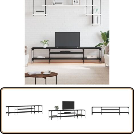 VIDAXL TV-Schrank Schwarz 201x35x45 cm Holzwerkstoff & Eisen - Industrieller TV Schrank - TV Möbel Schwarz - Holzwerkstoff Regal - Fernseher Standregal - Wohnzimmerschrank