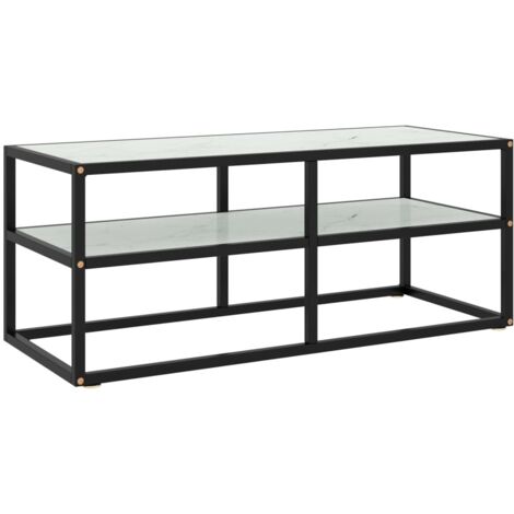 TV-Schrank Schwarz mit Hartglas Marmor-Optik 100x40x40 cm vidaXL