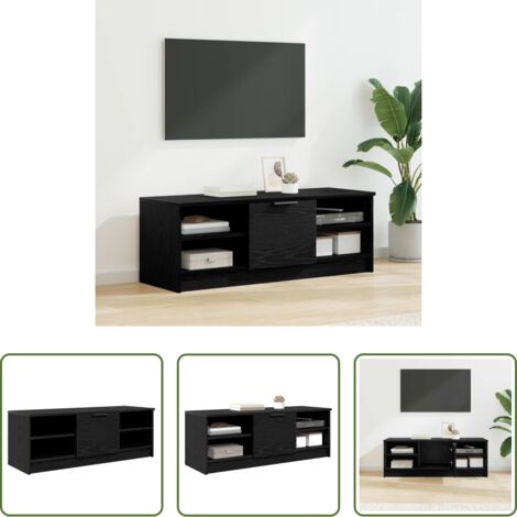 TV-Schrank Schwarz -  TV-Schränk Schwarz Eichen-Optik 102 x 35 x 36,5 cm
