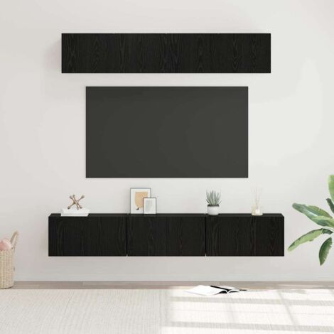 TV-Schrank-Set 5 pcs Schwarz Eichen-Optik Holzwerkstoff vidaXL