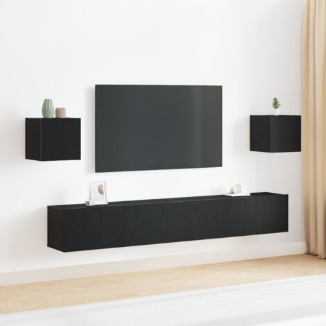 TV-Schrank-Set 6 pcs Schwarz Eichen-Optik 200 x 30 x 30 cm vidaXL