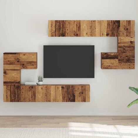 TV-Schrank-Set 8 pcs Altholz Mittel 30,5 x 30 x 30 cm vidaXL