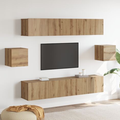 TV-Schrank-Set Wandmontiert 6 pcs Artisan-Eiche Groß Spanplatte vidaXL