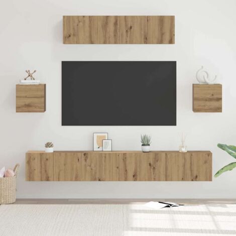 TV-Schrank-Set Wandmontiert 7 pcs Artisan-Eiche 80 x 30 x 30 cm vidaXL