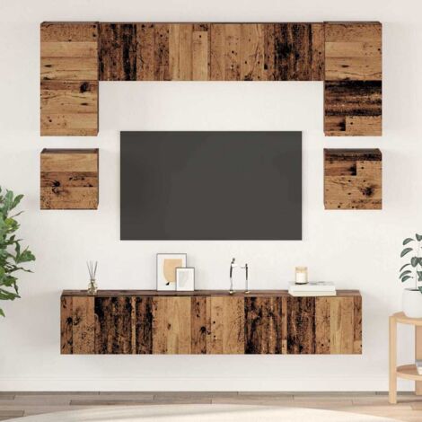 TV-Schrank-Set Wandmontiert 8 pcs Altholz Holzwerkstoff vidaXL