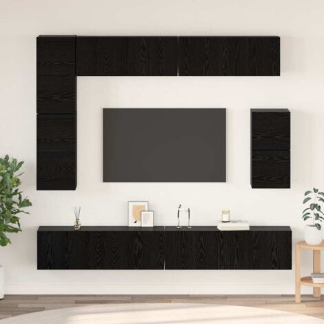 TV-Schrank-Set Wandmontiert Schwarz Eichen-Optik Holzwerkstoff vidaXL
