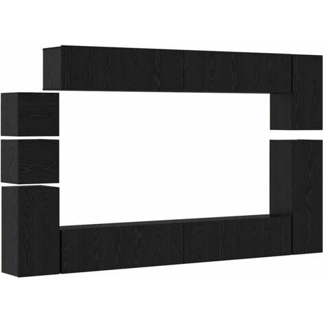 TV-Schrank-Set Wandmontiert Schwarz Eichen-Optik Holzwerkstoff vidaXL