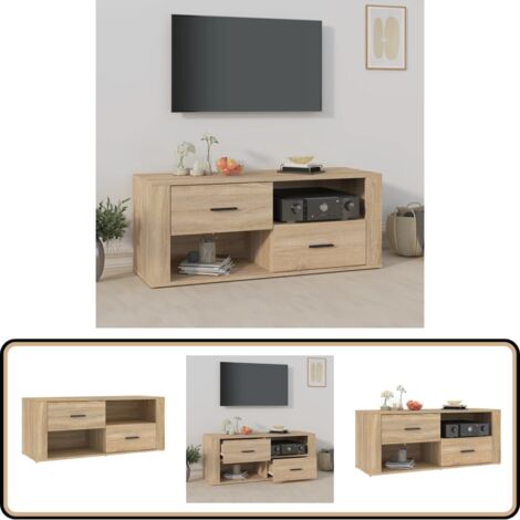 TV-Schrank Sonoma-Eiche 100x35x40 cm Holzwerkstoff - TV Schrank - Holzwerkstoff Möbel - Wohnwand - Media Schrank - Regal