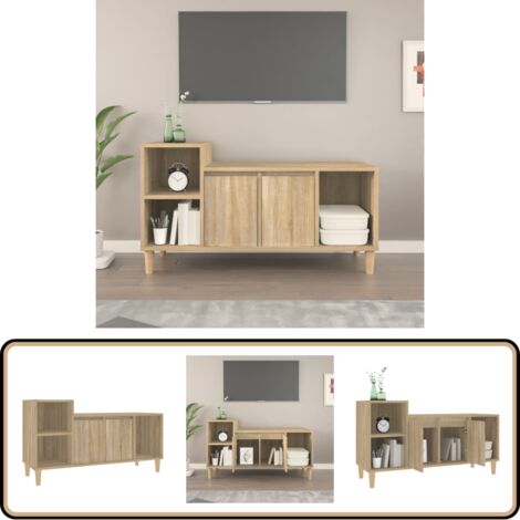TV-Schrank Sonoma-Eiche 100x35x55 cm Holzwerkstoff - TV Schrank - Holz Sideboard - Wohnzimmerschrank - Fernsehtisch - Media Regal