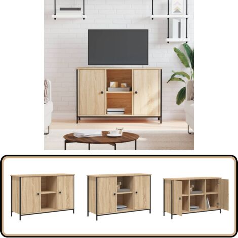 TV-Schrank Sonoma-Eiche 100x35x65 cm Holzwerkstoff - TV Schrank - Holzwerkstoff - Eiche - Sonoma Eichenfarben - Wohnzimmerschrank