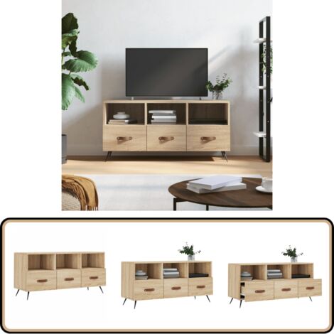 TV-Schrank Sonoma-Eiche 102x36x50 cm Holzwerkstoff - TV Schrank - Holzwerkstoff - Sonoma Eiche - Fernsehtisch - Regal