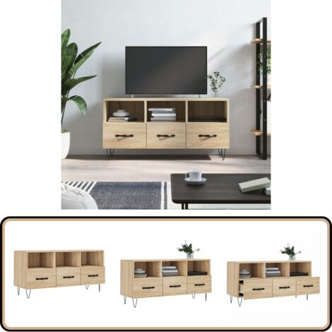 TV-Schrank Sonoma-Eiche 102x36x50 cm Holzwerkstoff - TV Schrank - Holzwerkstoff - Sonoma Eiche - Fernsehtisch - Wohnzimmermöbel