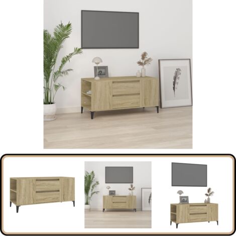 TV-Schrank Sonoma-Eiche 102x44,5x50 cm Holzwerkstoff - TV Schrank - Holzwerkstoff - Industrieller Stil - Fernsehtisch - Regal
