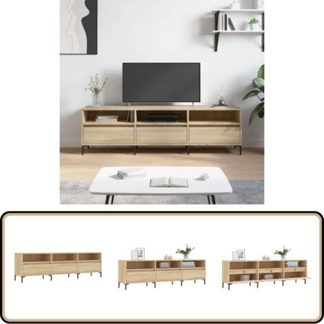 TV-Schrank Sonoma-Eiche 150x30x44,5 cm Holzwerkstoff - TV Schrank - Holz Sideboard - Fernsehtisch - Regal - Wohnzimmer Möbel