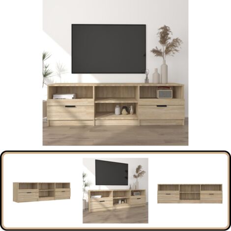 TV-Schrank Sonoma-Eiche 150x33,5x45 cm Holzwerkstoff - TV Schrank - Holzwerkstoff Möbel - Wohnwand - Entertainment Center - Regal