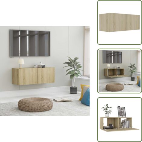 TV-Schrank Sonoma-Eiche 80x30x30 cm Holzwerkstoff - TV Schrank - Wandregal - Regal - Wohnzimmer Dekoration - Möbel