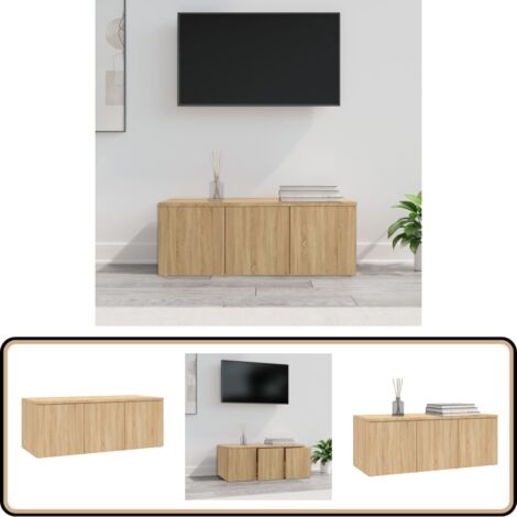 TV-Schrank Sonoma-Eiche 80x34x30 cm Holzwerkstoff - TV Schrank - Holzwerkstoff Möbel - Sonoma Eiche - Wohnwand - Regal