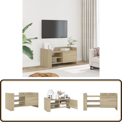TV-Schrank Sonoma-Eiche 80x35x40 cm Holzwerkstoff - TV Schrank - Holzwerkstoff Möbel - Wohnzimmer Dekoration - Aufbewahrungsschrank - Fernseher Standregal