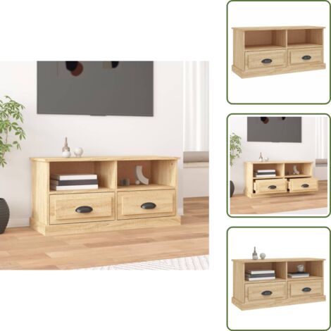TV-Schrank Sonoma-Eiche 93x35,5x45 cm Holzwerkstoff - TV Schrank - Holzwerkstoff Möbel - Sonoma Eichenfarben - Wohnzimmer Einrichtung - Regal