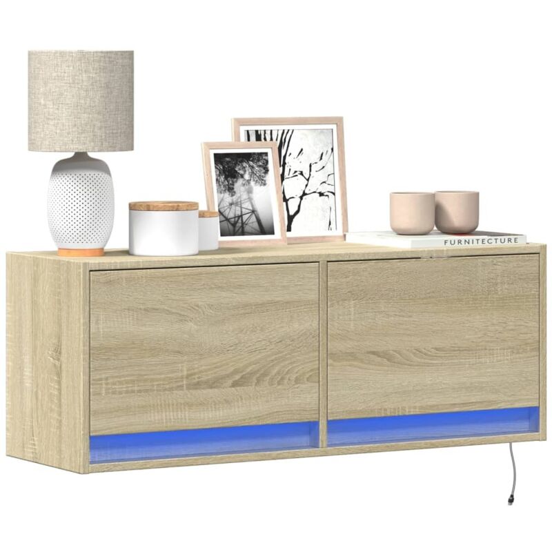 Vidaxl - Tv-wandschrank Mit Led-beleuchtung Sonoma-eiche 100x31x35 Cm