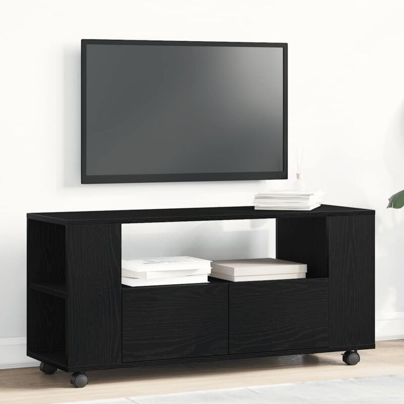 Vidaxl - Tv-schrank Mit Rollen Schwarz Eichen-optik 102x34, 5x43cm