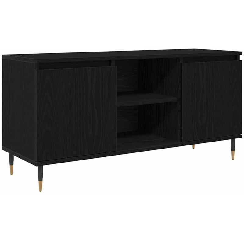 Tv-schränk Schwarz Eichen-optik 104 X 35 X 50 Cm Holzwerkstoff Vidaxl