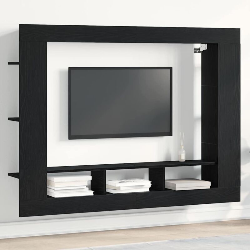 Vidaxl - Tv-schrank Wandmontiert Schwarz Eiche 152x22x113 Cm