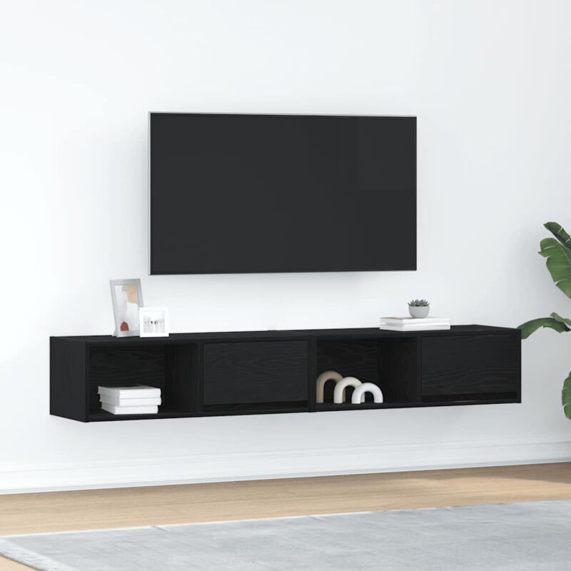 Vidaxl - Tv-schränke 2 Stk. Schwarz Eichen-optik 80x31x25, 5 Cm